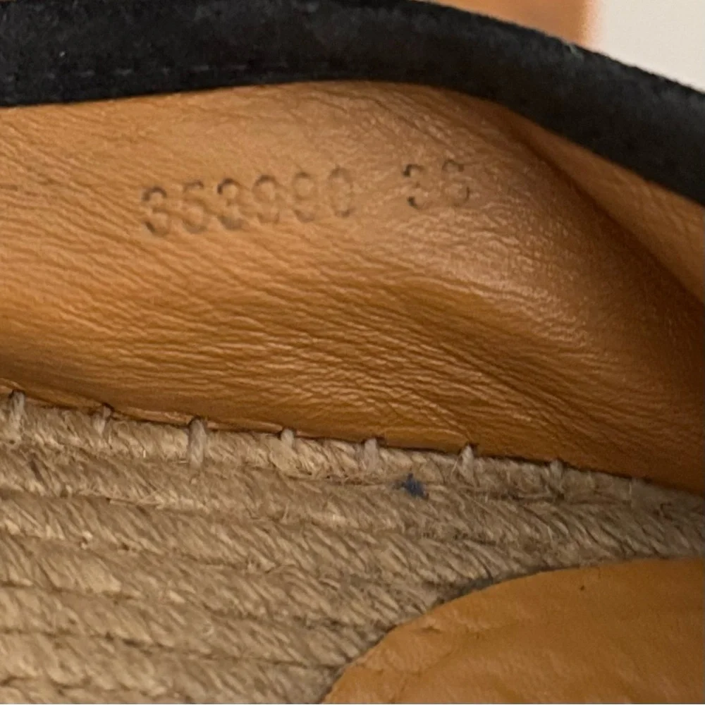 Gucci Black Suede Microguccissima Micro GG Logo Espadrille Flats Sandals US 6 - Picture 10 of 14
